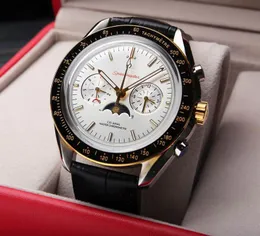 5A Omeiga Relógio OMG Speedmaster Dois contadores Moonphase Movimento automático com desconto Relógios de grife para homens e mulheres Relógio de pulso Fendave 24.1.12