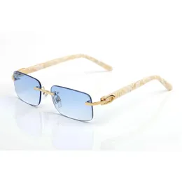 Óculos de sol mens designer óculos sem aro quadrado lente azul pêssego coração ouro hardware polimento artesanato moda rec c decorar braço buff wo otf8p