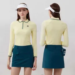 2023 골프 세트 여자 셔츠 긴팔 티셔츠 빠른 건조한 통기성 골프 스커트 골프 스포츠 의류 여성 포장 힙 스커트