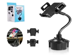 Car Mount Cup Mobile Cell Phone Holder Universal 2 in 1 Car Cradles Adjustable Gooseneck Compatible Stand for Smartphone With Reta4977183