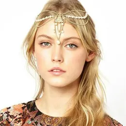 Women's Retro Fringe Pearl Chain Headband Fashion Bridal Headwear Bohemian Ethnic Hair Accessories