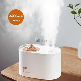 Увлажнители Creative Mountain Air Humidifier 1000ML USB Mini Water Diffuser Аккумулятор 3600 мАч Двойной распылитель Fogger Портативный настольный туманообразователь YQ240122