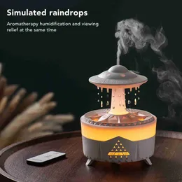 Humidifiers UFO Raindrop Humidifier with Colorful Lights Remote Control Timing Water Drop Air Humidifier Aroma Humidifier 100240V YQ240122