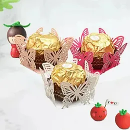 선물 랩 50pcs 사탕 박스 중공 디자인 크리스마스 포장 상자 장식 종이 나비 모양 웨딩 초콜릿 포장