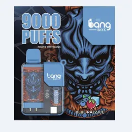 Bang 9000 Bang Box 9000 Pantalla digital Cargador desechable tipo C Vape 650mAh Batería 18ml Pods precargados Carros 0% 2% 3% 5% 12 colores vapoter Dampfen vapear svapare
