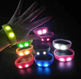 RGB Color Changing Silicone Bracelets Remote Control Flashing Bracelet Colorful Led Glowing Transparent Bracelet Voice Control Light Up Wristband