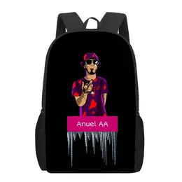 Bags Anuel AA Rapper Hip Hop 3D Print School School para meninos Meninas Backpacks Kids Book Bag Momen Men Men