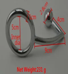Stainless Steel Anal Hook With Ball Cock Rings Metal Anus Butt Plug Male Penis Rings Fetish Erotic Sex Products For Men8560944