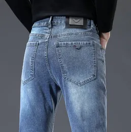 2023 Осень Новые мужские винтажные рваные облегающие эластичные джинсы мужские прямые классические повседневные брюки Повседневные узкие прямые узкие джинсы Брюки оптом