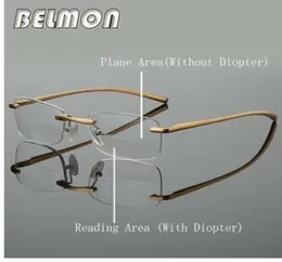 Bifocale Leesbril Mannen Vrouwen Randloze Aluminiummagnesium Frame Dioptrie Verziend Brillen 101520253035 RS3413482412