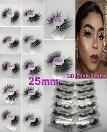 12 estilos 5D Mink Cabelo 25mm Cílios Postiços Grosso Longo Desarrumado Cruz Eye Lashes Extensão Eye Maquiagem Tools8046372