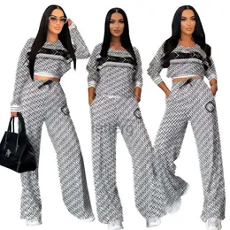 2024 New Women's Two Piece Sets Fashion Casual Fashion Thread Set Long Sleeve Loose Wide Leg Pants