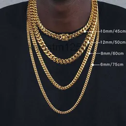 Correntes 6mm / 8mm / 10mm / 12mm Hip-hop 18k Banhado a Ouro Miami Cuban Link Chain Colar de Aço Inoxidável Presente para Homens Mulheres Jewelrychains Chainschai UDFX