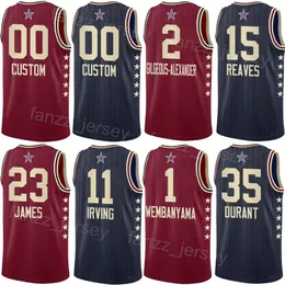 Printed Basketball All-Star Jersey 2024 Alperen Sengun 28 Paul George 13 Victor Wembanyama 1 Chet Holmgren 7 Domantas Sabonis 10 Austin Reaves 15 Navy Blue Red Shirt