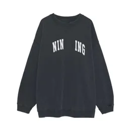 24Fw New Niche AB Anines Designer Brand Classic Letter Printing Color Washing Stir Fried Snowflake Loose Fitting Women's Sweater