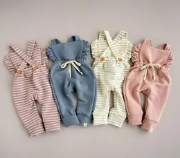 4 colori nuovi vestiti del bambino nato backless a righe volant pagliaccetto tuta tuta vestiti neonata ragazza pagliaccetto bambini bretella salti7202015