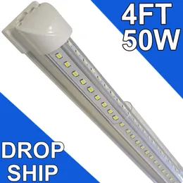 Lampada da negozio LED da 50W 4FT, 5000lm 6500K Bianco super brillante, Plafoniera collegabile, Tubolare LED T8 integrato a forma di V per banchi da lavoro Armadietto usastock