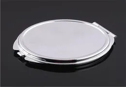 10 Stück silberner leerer Taschenspiegel, runder Make-up-Spiegel aus Metall, Werbegeschenk für Weihnachten, T2001144878944