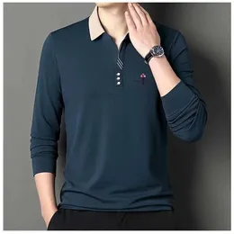 本物の刺繍春と秋のメンズ長袖Tシャツゴルフスポーツポロシャツ人気のカジュアルアウターボトムシャツ