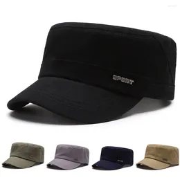 Ball Caps Fashion Big Head Men Flat Top Short Brim Cotton Cap Young Middle-aged Solid Colour Hat Outdoor Travel Dad Sun