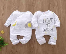 Newborn Baby Boy Girl Romper Long Sleeve Cotton Letter I Love Daddy Mummy Animal Print Jumpsuit Infant Pajama Outfits 2109115692481