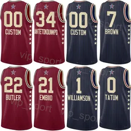 Stampa 2024 Maglie da basket All-star Donovan Mitchell 45 Tyrese Maxey 0 Jaylen Brown Kristaps Porzingis Demar Derozan Bam Ado Paolo Banchero Gioventù Donna Uomo