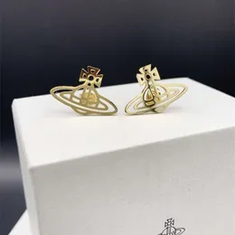 Viviennes Westwoods Hollow Out Earrings Women Gold Silver Earrings Luxury Versatile