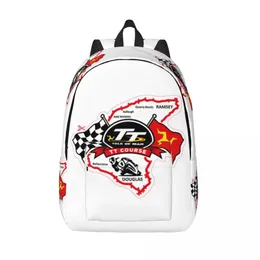 Bags Customized TT Isle Of Man Logo Canvas Backpacks Men Women Fashion Bookbag for College School Manx Motorcycle Bags