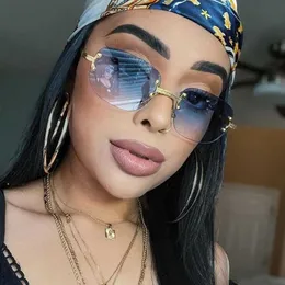 Sonnenbrille Schneiden Randlos Kleine Quadratische Sonnenbrille Für Frauen Vintage Allot Blau Gradient Sonnenbrille Männer Retro Hip Hop Coole Brillen Shades YQ240120