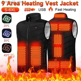 Men's Vests Men USB Infrared 9 Heating Areas Vest Jacket Men Winter Electric Heated Vest Waistcoat For Sports Hiking Oversized S-6XL Q240122