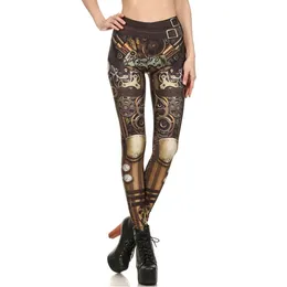 Capris Steampunk Printed Women Leggings Stretchy High Waist Push Up Legging Workout Fiess Pants Clothes Steam Punk Girl Gift Gothic
