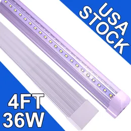 Lâmpada LED para loja 4 pés, luminária de tubo LED de 36 W, tampa transparente de 4 pés, branco frio 6500K, luminária integrada em forma de V para iluminação de porta do refrigerador Armazém de 25 pacotes usastock