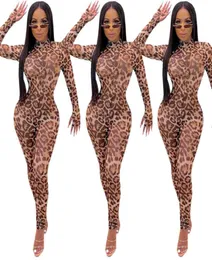 Women039s Tute Pagliaccetti Donna Manica lunga Leopard Jumsuit Dolcevita Tuta slim Donna Casual Clubwear Party Skinny5578143