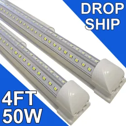 LED mağaza ışığı 4ft, 50W LED tüp ışık fikstürü, 4 ayak berraklığında kapak serin beyaz 6500K, v-şekilli entegre fikstür serin kapı aydınlatması 25 paketi depo tuvalet