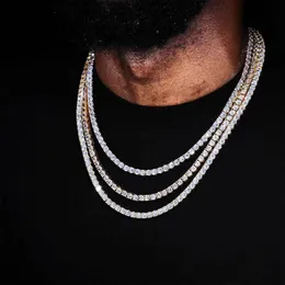 designer halsband tennis halsband gra hip hop smycken 3mm-4mm vvs moissanite halsband tennis kedja diamant 925 silver guld isp