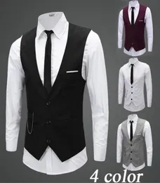 Black Gray Groom Vests with Chain Groom Vest Slim Fit Mens Suit Vest Prom Wedding Waistcoat Fress 1808711