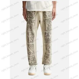 Calças masculinas High Street Saint Michael Graffiti Sweatpants lavados cintura elástica oversized vintage oversize destruir jogger calças com cordão T240122