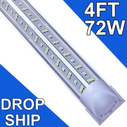 LED T8 Integrerad fixtur 4ft 72W Länkbar LED -butiksljus, LED -takljus och under skåpsljus, för kylare, garage, lager, klar täckning 25 pack usastock