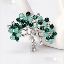 Pins Brooches Women Rhinestone Tree Brooch Bling Crystal Suit Lapel Pin Christmas Jewelry Accessories Gift Drop Delivery Dhnmk