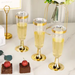 25 pçs flautas de champanhe plástico descartável champanhe óculos de vinho torrar flautas de champanhe festa de casamento cocktail copos 240122