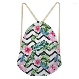 Shoppingväskor blommor 3d tryckning mode lagring väska kvinnor dragna påse grill axel förändring mulheres mochila meninas