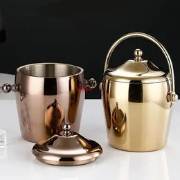 KTV bar utensils ice bucket Creative double layers stainless steel European Champagne wine beer 240122