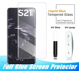 UV LIGHT 액체 접착제 3D 곡선 스크린 프로텍터 Samsung Galaxy S23 Ultra S22 S21 S20 Plus Note 20 109979486을위한 최대 덮개 템퍼링 유리
