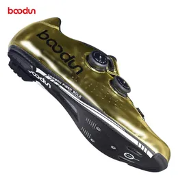 Footwear Boodun New Gold Road Cycling Shoes Road Bike Selflocking Shoes Carbon Fiber Ultralight Professional Bicycle Racing Shoes 0.4kg
