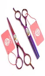 Z1020 6quot 175cm Purple Dragon Laser High Quality Professional Human Hair Scissors Barbers039 sax som skär tunnare Sci1667246