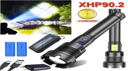 300000 LM XHP902 leistungsstärkste LED-Taschenlampe mit wiederaufladbarem USB-LED-Display, XHP90, XHP70 Handlampe, 18650 taktisches Licht