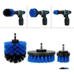 Bilrengöringsverktyg 3st Set Tool Detaljering Hard Bristle Care Brush Borr Scrubber Attachment Kit259T5214827 Drop Leverans Automobiles DHJ5P