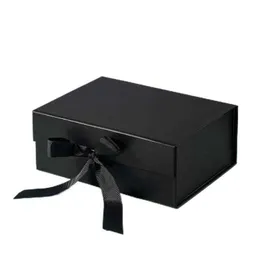 Others Apparel Flip Folding Box Bow Solid Color Packaging Box Folding Gift Box One Piece Gift Box J240122