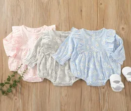 Rompers Romper Baby Girls Casual Long Sleeve Plestuits Fashion Little Daisy Jacquard Ruffles Triangle LORDALD 9499596