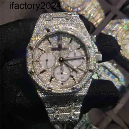 Ap Moissanite Mens Relógios Automático Vvs Silver Diamonds Pass Test Movimento Automático 2023wristwatch 2023 Mosang Stone Personalização pode passar no Tt da água